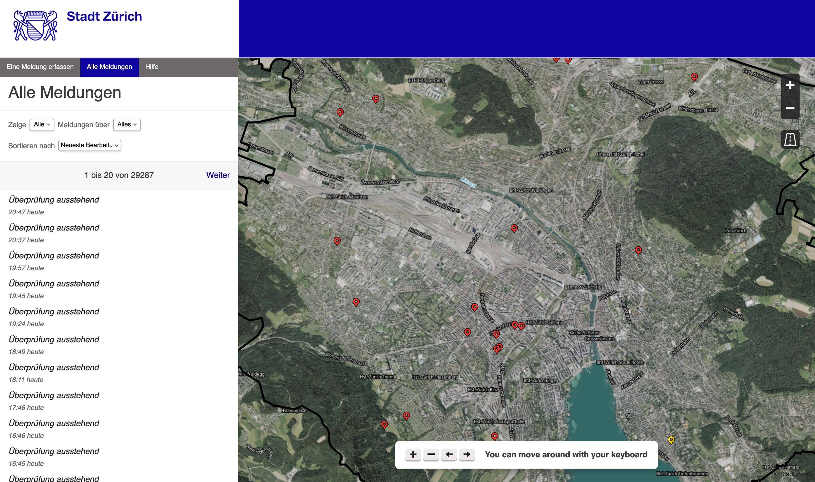 Screenshot der Zueri Wie Neu Website