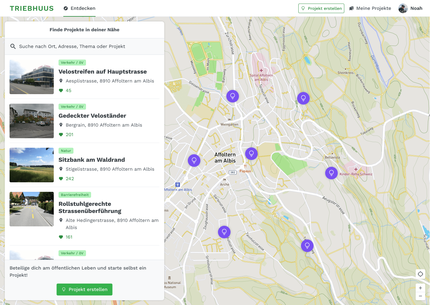 Startseite der Plattform